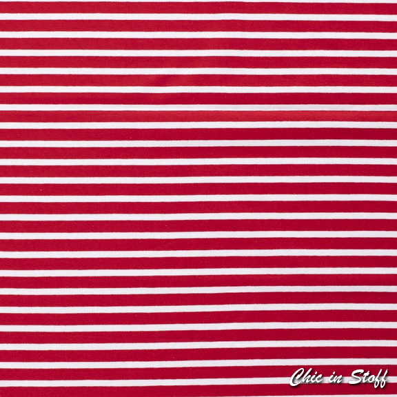 French Terry - Streifen rot/weiß 5/13mm