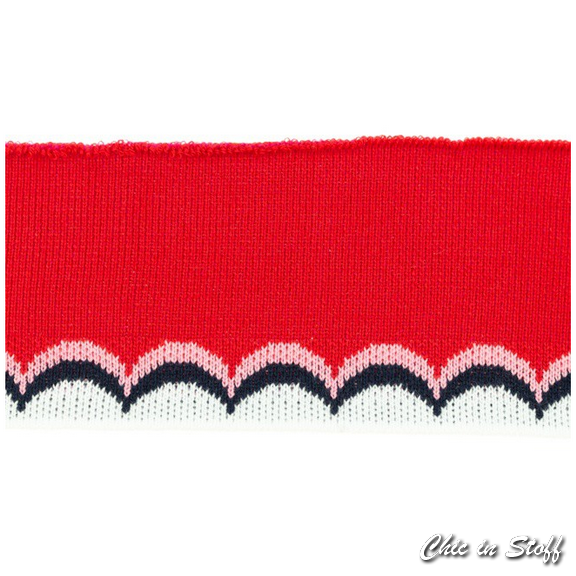 Cuff Bündchen - Jacquard Welle Rot Weiß