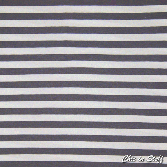 Jersey - Stripe  Grau/Weiß 1 cm breit