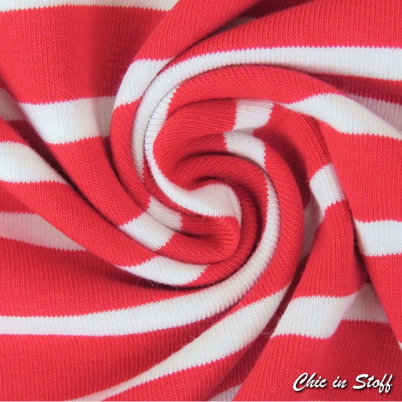 Jersey Streifen - Rot /Weiß 13 x 5mm
