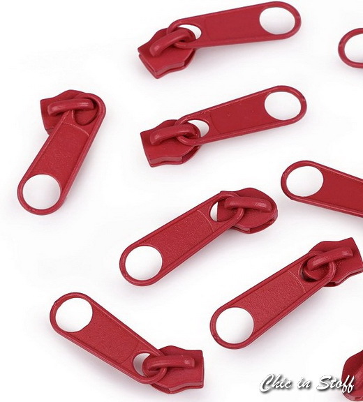 5 Metallzipper für Endlos Reißverschluss 5 mm Spirale - Rot