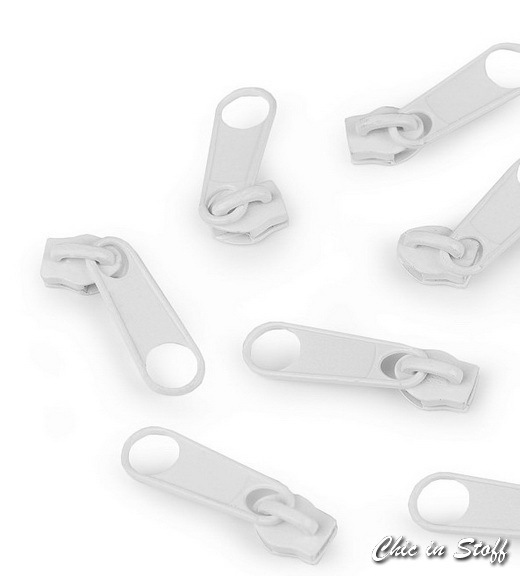 5 Metallzipper für Endlos Reißverschluss 5 mm Spirale - Weiß