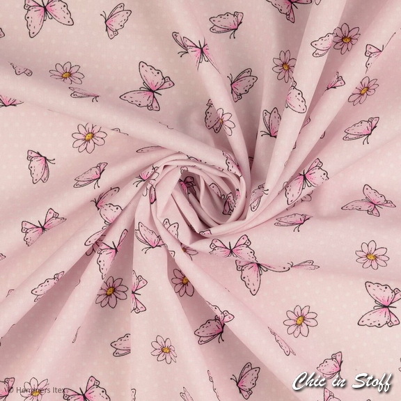 Baumwolle Popeline - Schmetterlinge rosa