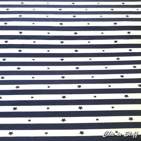 Jersey Maritim  - Streifen Blau/ Weiß 1,7 x 1,7cm