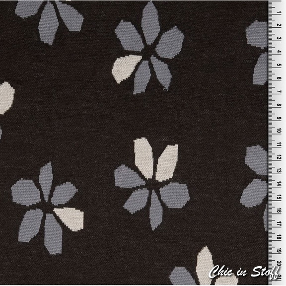 Jacquard Jersey - Floral schwarz